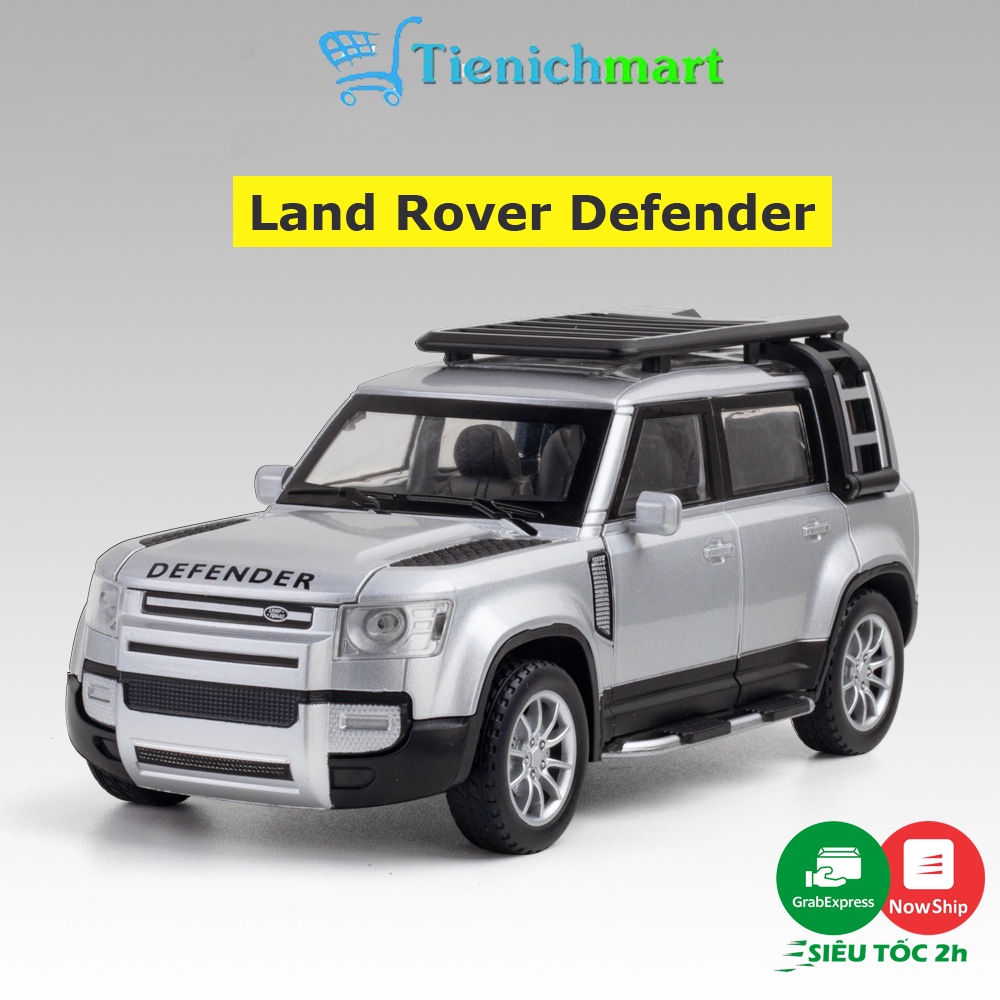 Mô hình Land Rover Defender tỷ lệ 1:24 thân xe hợp kim chắc chắn có đèn âm thanh, chạy cót