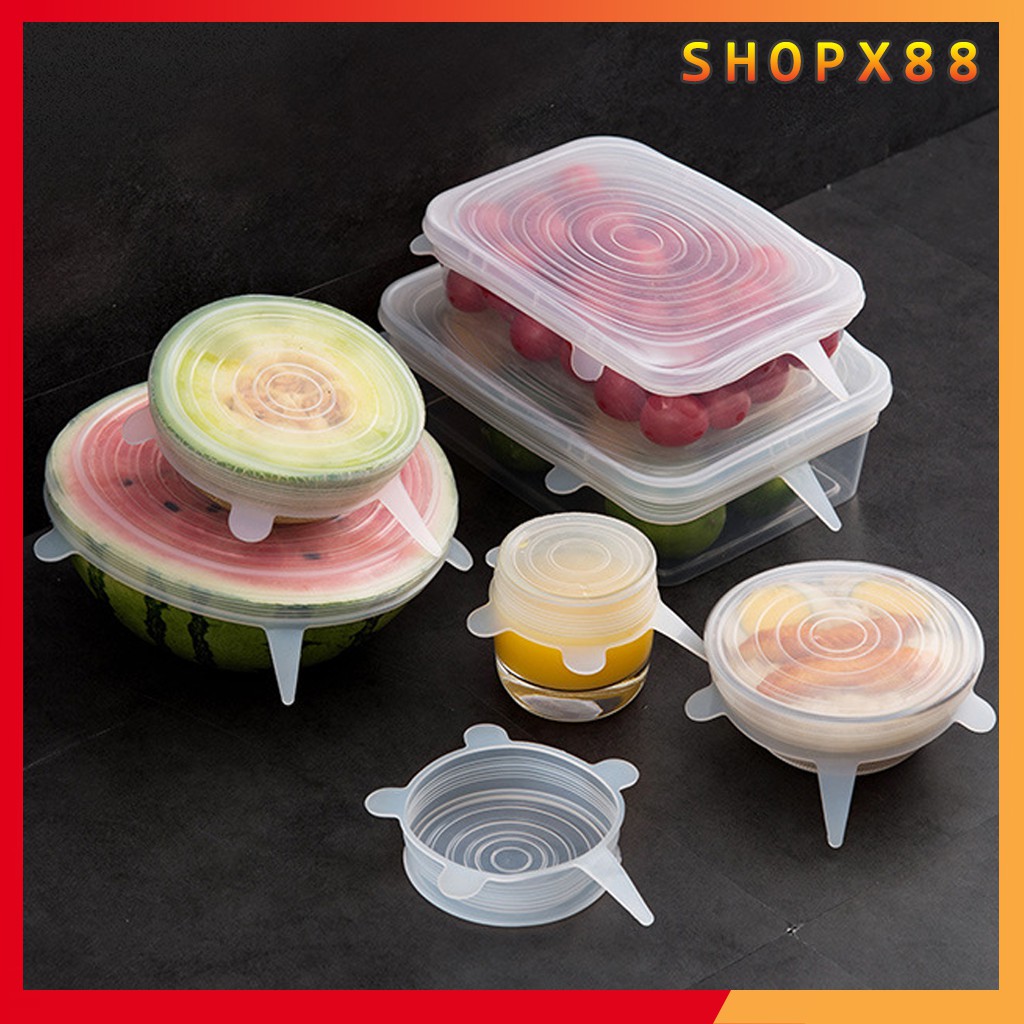 Bộ 6 miếng silicon siêu dẻo bọc chén bát, thức ăn đa năng SX 209