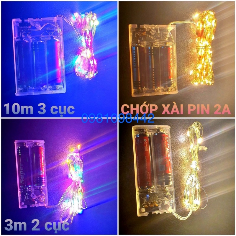 Dây đèn led xài pin 3A dài 3m-10m .