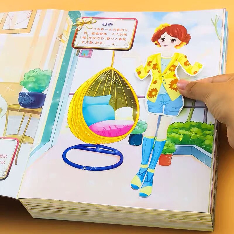 Sách Hình Dán Công Chúa Mặc Đầm Ba Chiều Kích Thước Lớn Cải Thiện Sự Tập Trung Giáo Dục Sớm Cho Bé Gái 0-6 Tuổi