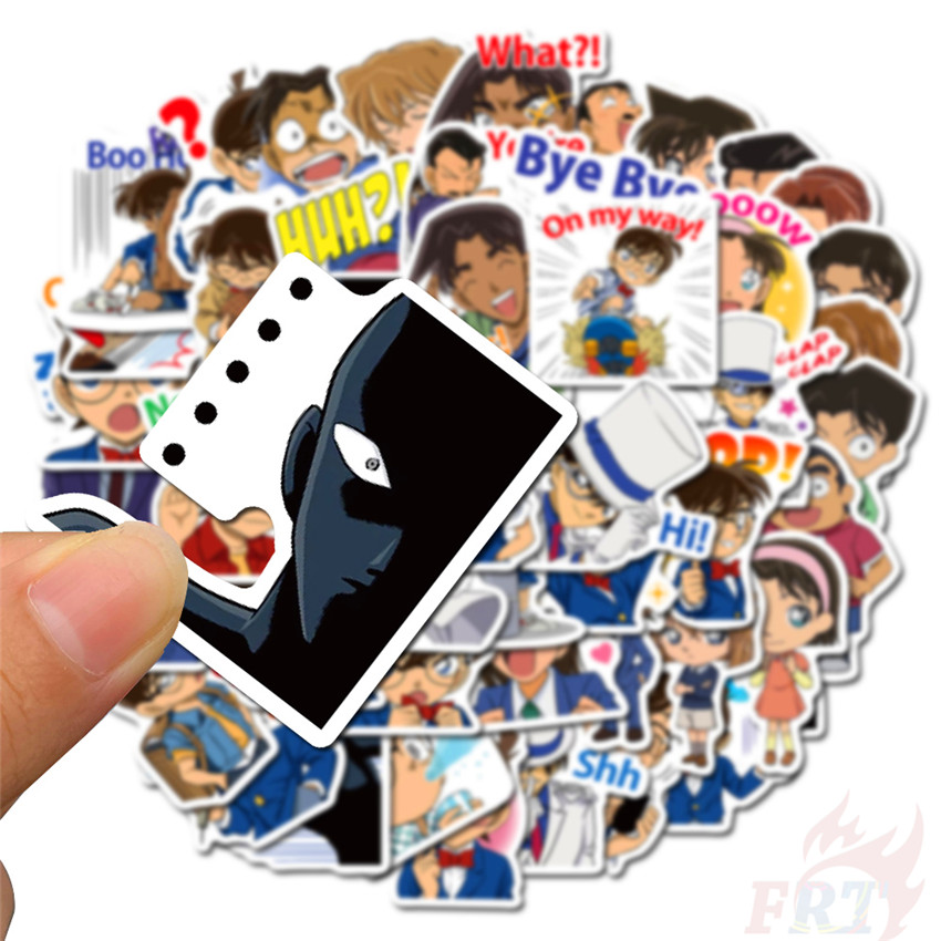 Set 50 miếng dán chống nước in hình Conan Kudou Shinichi Mouri Ran Haibara Ai