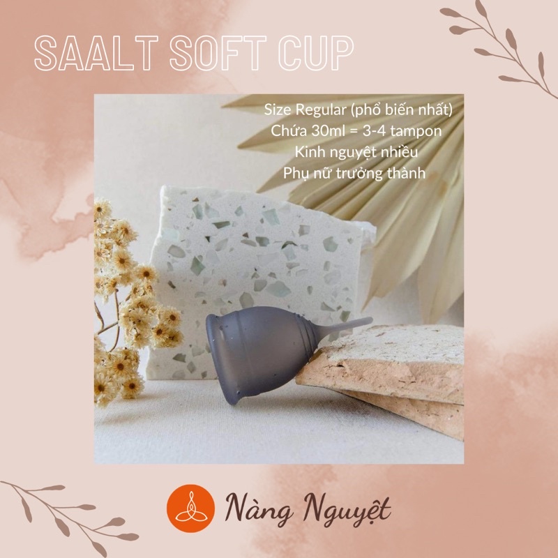 Saalt Soft Cup cốc nguyệt san được yêu thích tại Mỹ từ 2018, dòng mềm, silicone y tế mỏng dẻo, 2 size Small và Regular