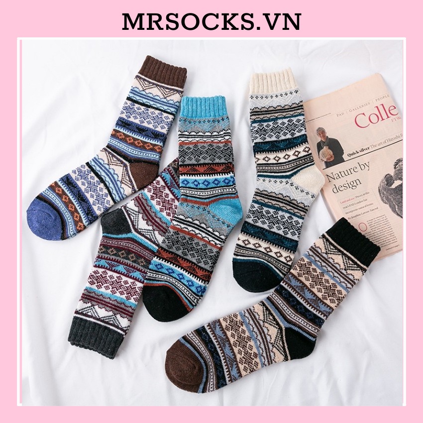 Tất cổ cao nam nữ vớ thổ cẩm cao mã xám giữ ấm chân thời trang hàn quốc đẹp giá rẻ MRSOCKS VC077