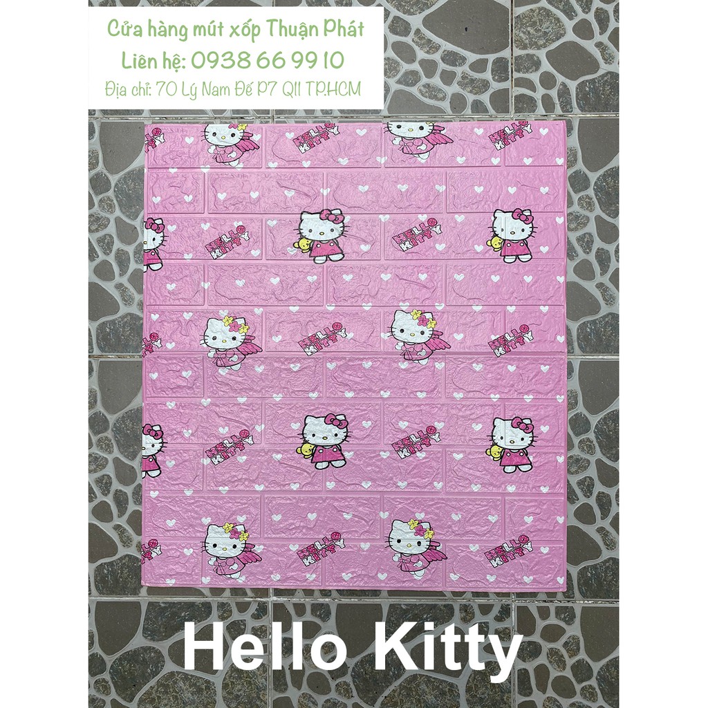 Xốp dán tường 3D trang trí hình Doraemon và Hello Kitty