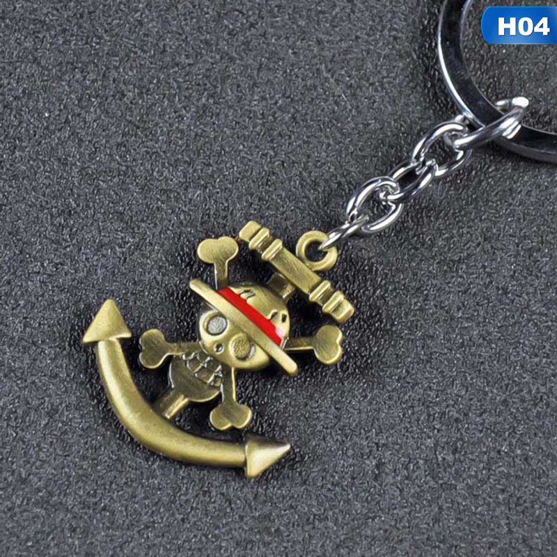 flowersqueen Móc khóa kim loại mặt hình nhân vật hoạt hình One Piece độc đáo