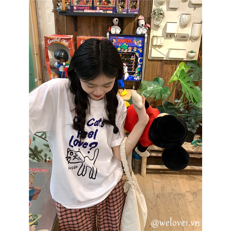 Áo Thun Nữ Ngắn Tay Cổ Tròn Thời Trang Hàn