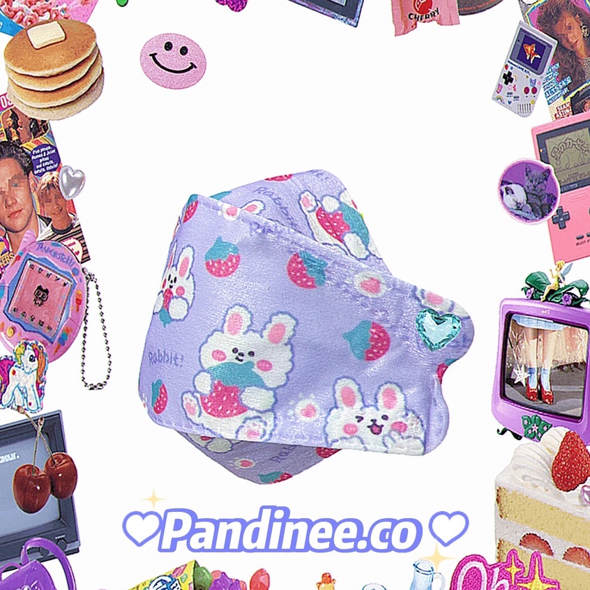 Khẩu trang KF94 cao cấp xuất Hàn in hoạ tiết hoạt hình gấu cute Pandinee KT02