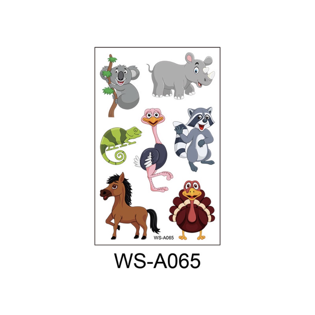 Hình xăm tatoo nhiều chủ đề động vật sticker dán chống thấm nước cho bé trai bé gái sáng tạo vui chơi an toàn