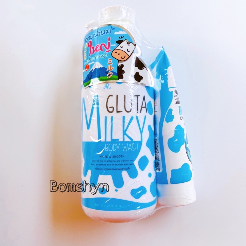Bộ đôi sữa tắm+ sữa rửa mặt gluta milk xuất xứ thái lan