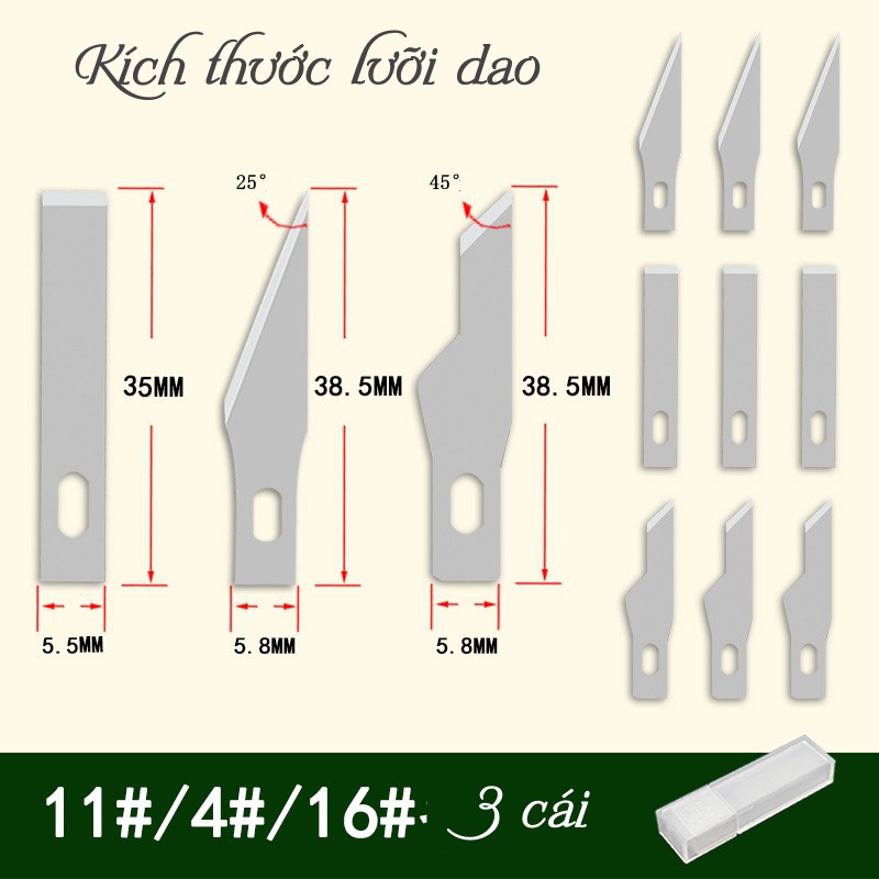 Dao điêu khắc, dao cắt chống trượt dùng để làm đồ handmade, tỉ mỉ - Có thể thay thế đi kèm, màu bạc trắng