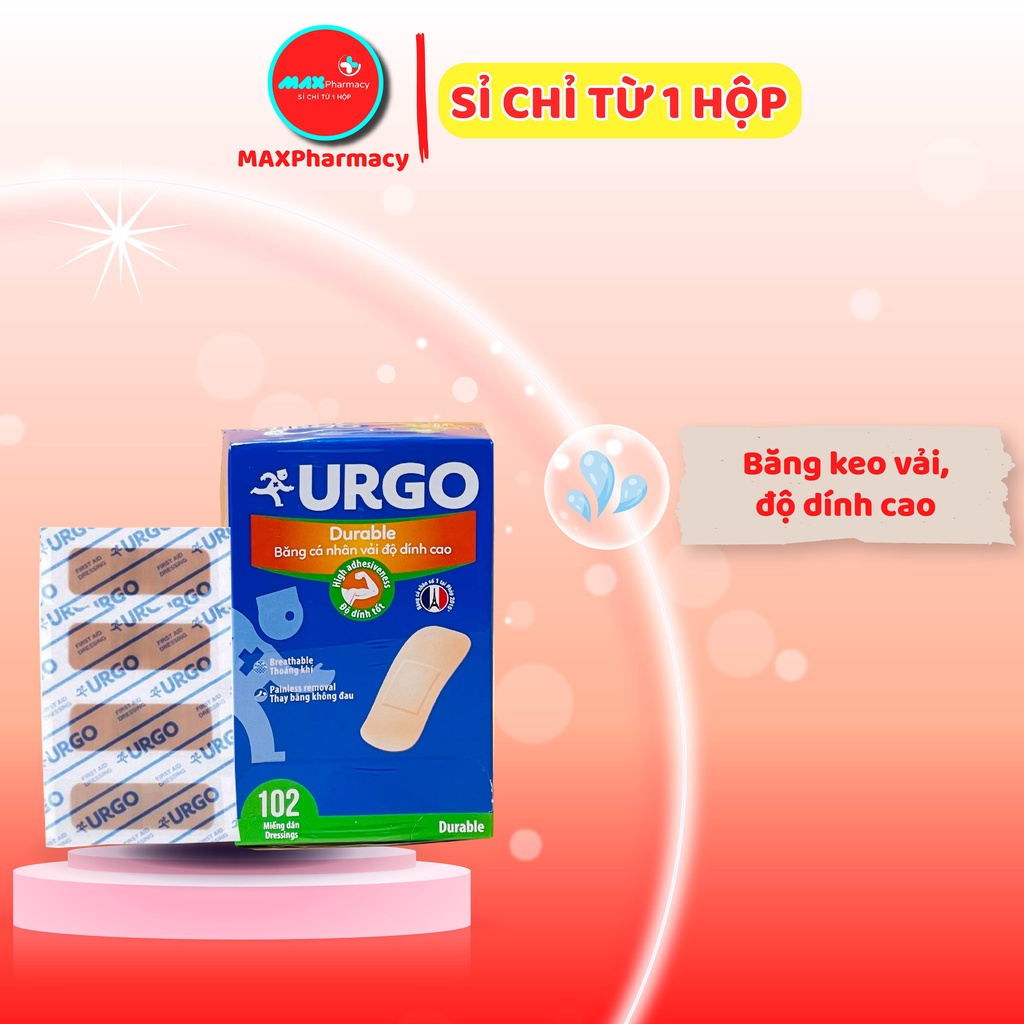 HỘP Băng cá nhân vải độ dính cao Urgo Durable  - Maxpharmacy