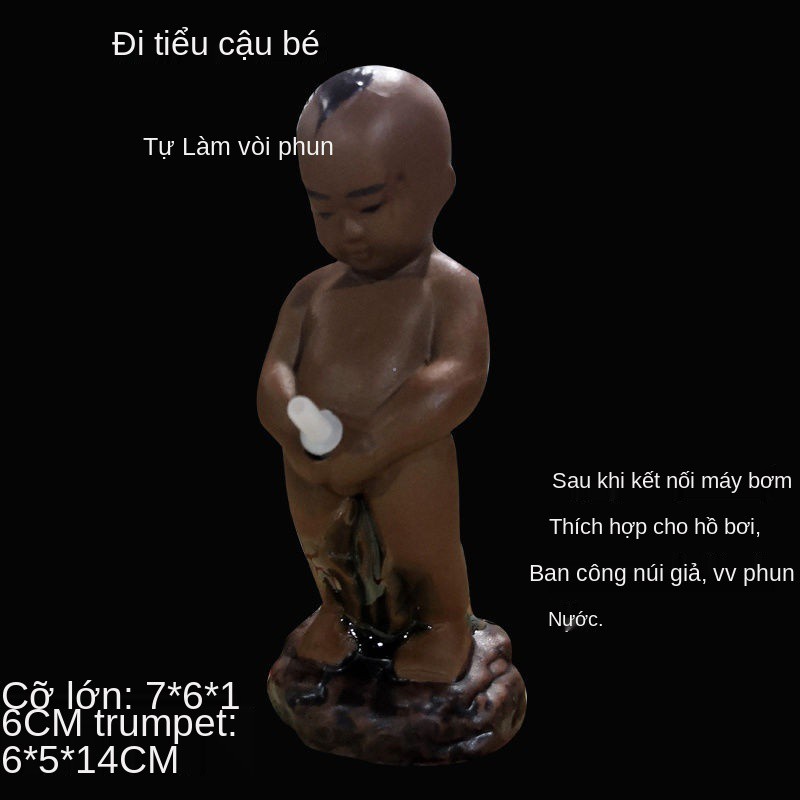 IShiwan búp bê gốm sứ đi tiểu cậu bé trẻ em hấp thụ nước đài phun non bộ chảy phụ kiện bể cá trang trí cảnh quan