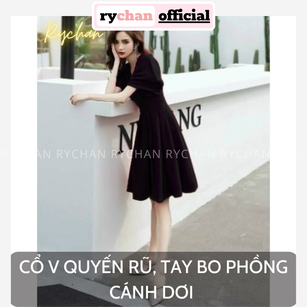 Đầm Xoè Cổ V Tay Cánh Dơi Chít Eo Xếp Ly 3 Màu, Đầm Công Sở Nhẹ Nhàng - DX0136