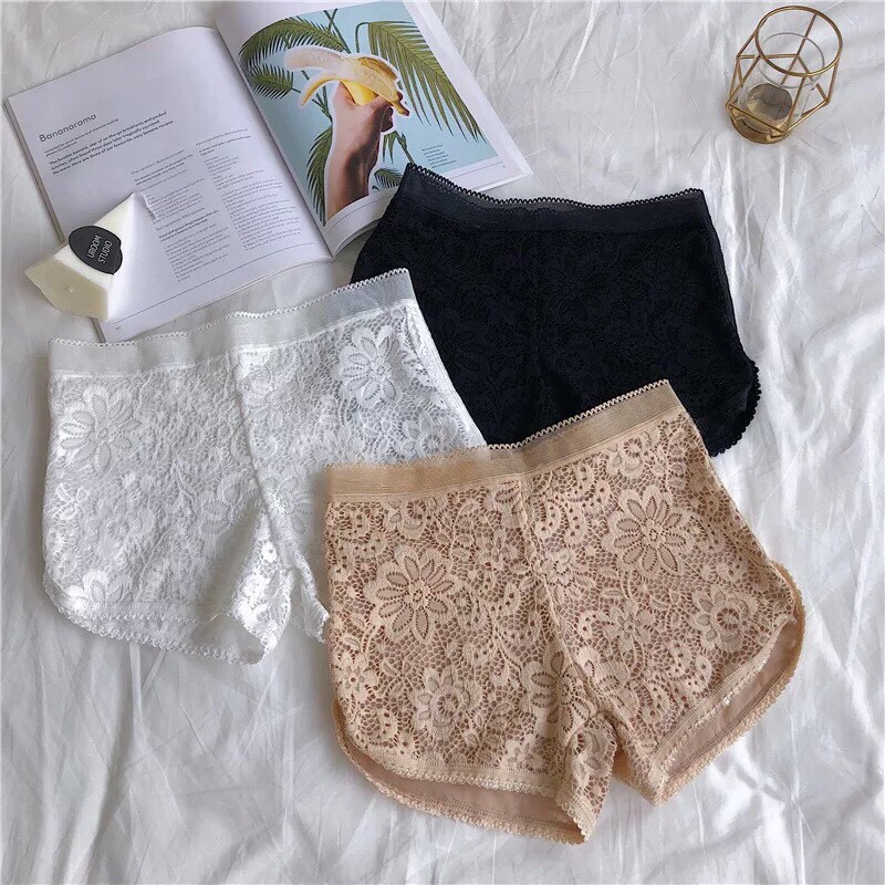 Quần Lót Nữ Cotton  FreeShip  Quần Mặc Váy Cotton Tăm Viền Ren Co Giãn 4 Chiều Chống Cuộn AB019