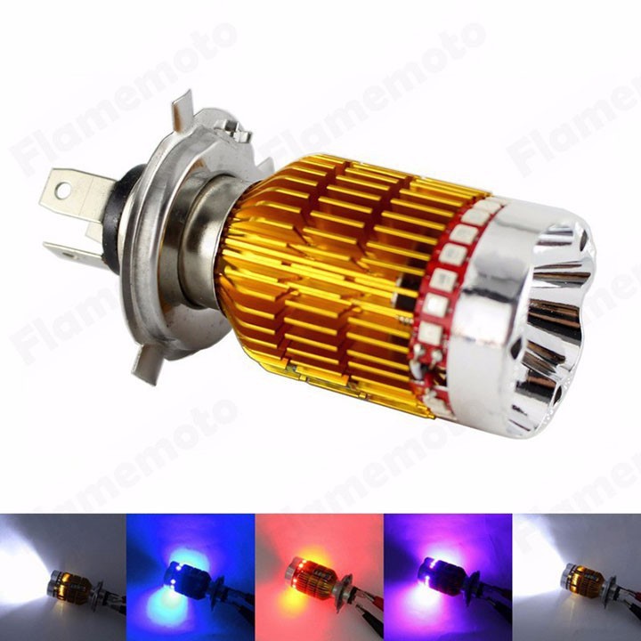 Đèn pha xe máy, đèn Led 7 màu chân H4 ánh sáng đẹp phù hợp với nhiều loại xe BẢO HÀNH 3 THÁNG