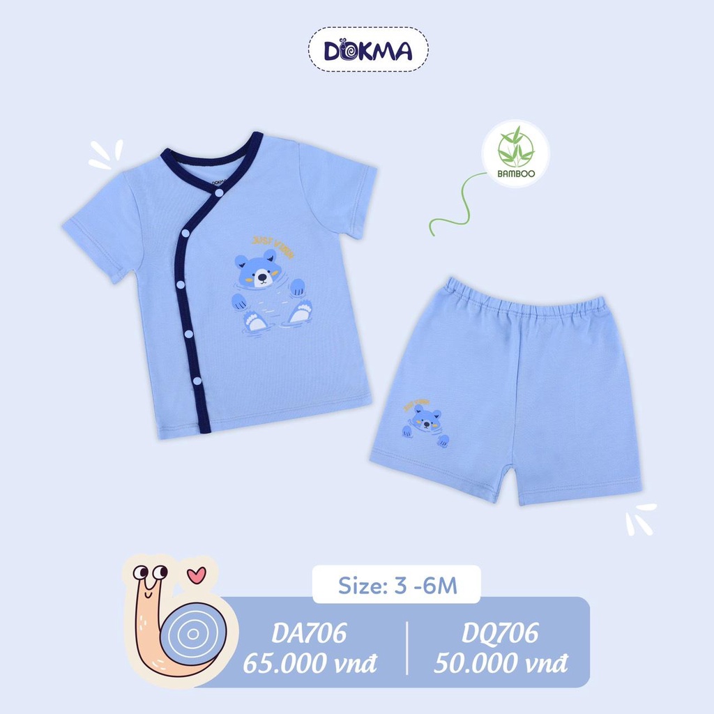 Bộ cộc tay cài lệch dành cho bé sơ sinh DA706 hiệu Dokma size 1 - 9M Tiệm Nhà Sóc