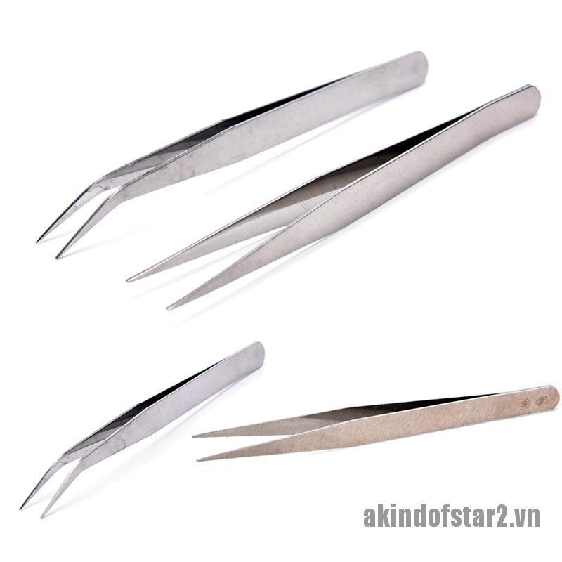 Set 2 nhíp gắp đầu thẳng và cong bằng thép không gỉ tiện dụng