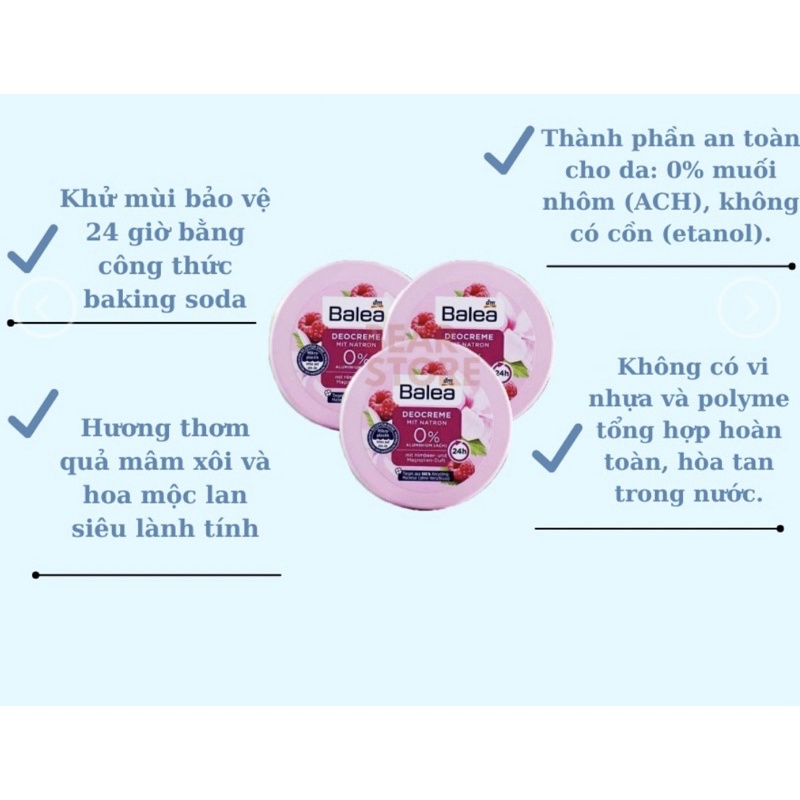 [CÓ CHE TÊN] Kem khử mùi hôi nách Balea ngăn ngừa mồ hôi 24h xuất xứ Đức 50ml