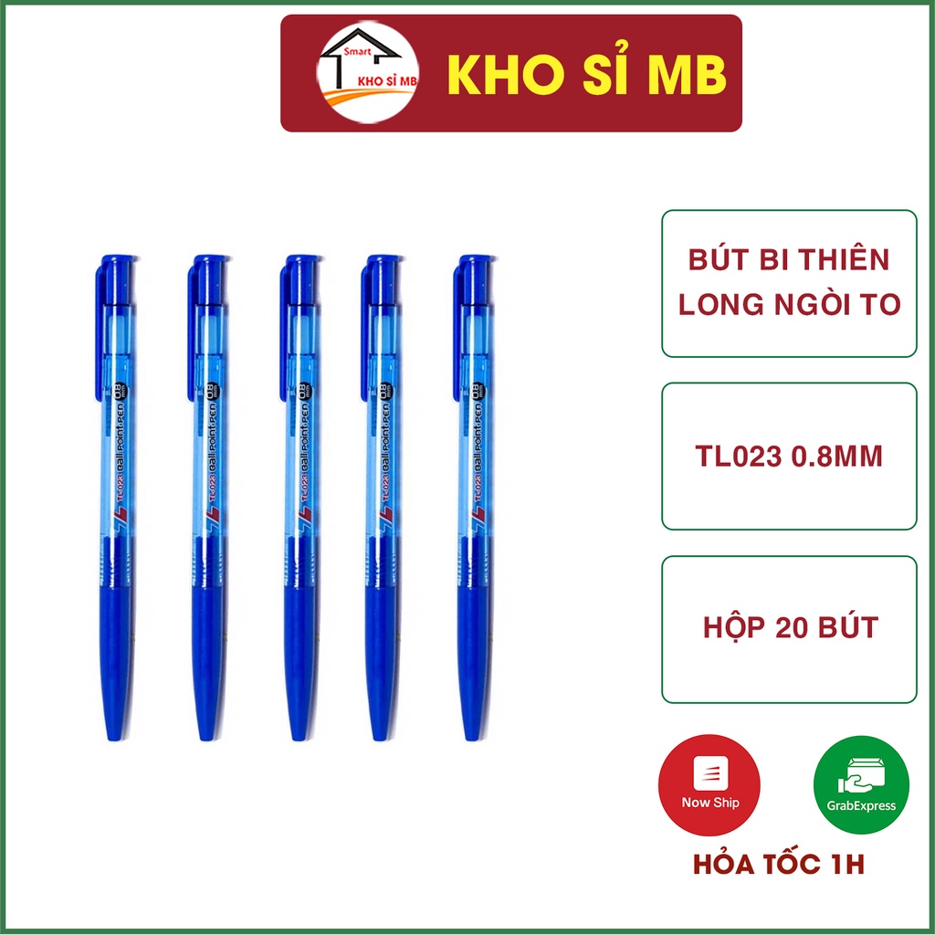 Bút bi thiên long ngòi to 0.8mm mực đều TL023 kho sỉ mb