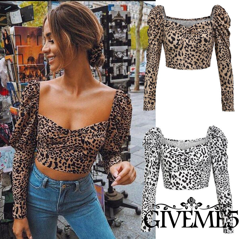 Áo Lửng Tay Dài Họa Tiết Da Báo Thời Trang Cho Nữ