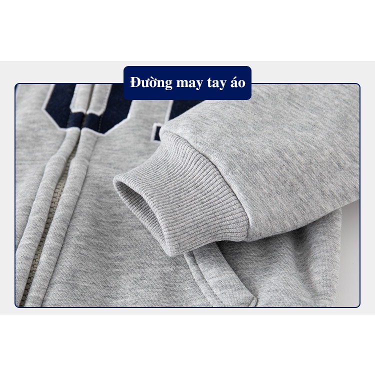 Áo Hoodie cho bé WELLKIDS áo nỉ bông có mũ họa tiết chữ hàng xuất Âu Mỹ