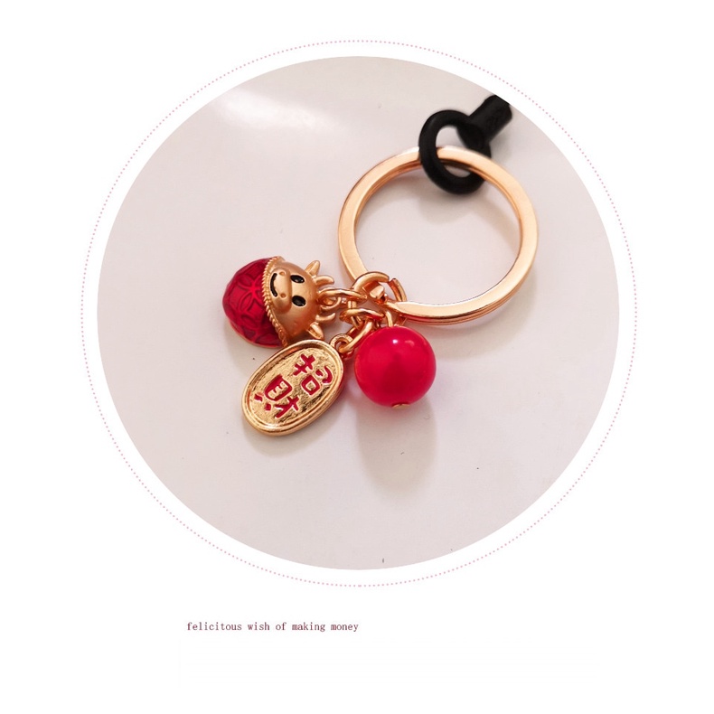 Dây đeo điện thoại/thẻ ID màu đỏ phong cách Trung Hoa truyền thống