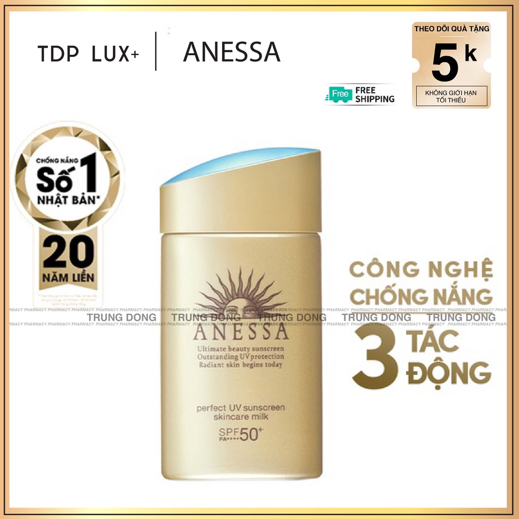 Kem sữa chống nắng bảo vệ hoàn hảo Anessa Perfect UV Sunscreen Skincare Milk 60ml Nhật Bản - Trung Đông Pharmacy