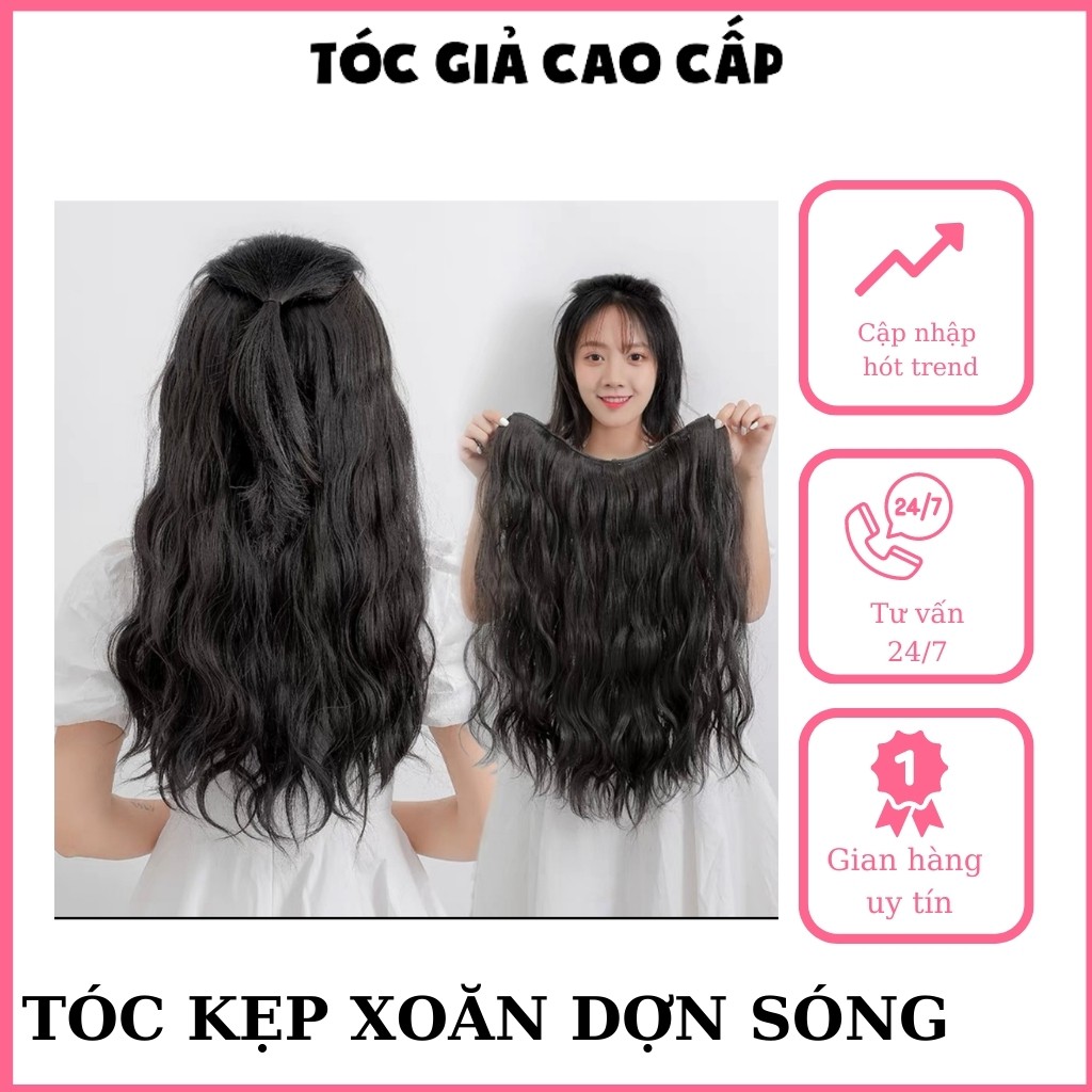Tóc giả kẹp xù dợn dành cho nữ đẹp, 55cm , kẹp 6 phím, mã A13