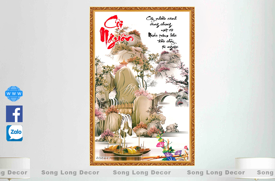 Tranh Dán Tường Chữ Cội Nguồn- SL50TP- Tranh 3d Thư Pháp - Song Long Decor