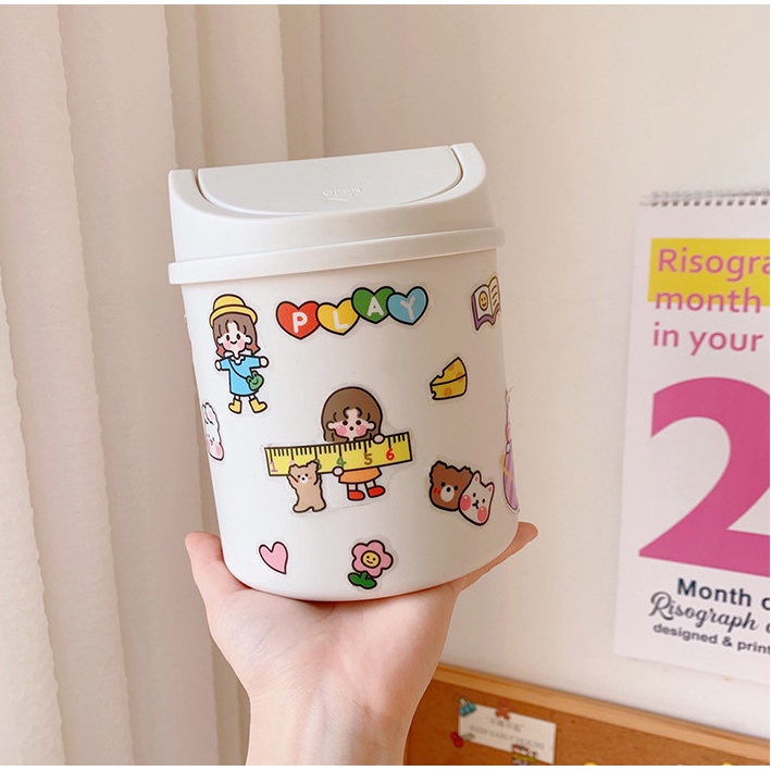 Ống cắm bút để bàn kiêm Thùng rác mini kiêm tiện lợi BAG U (tặng kèm sticker trang trí)