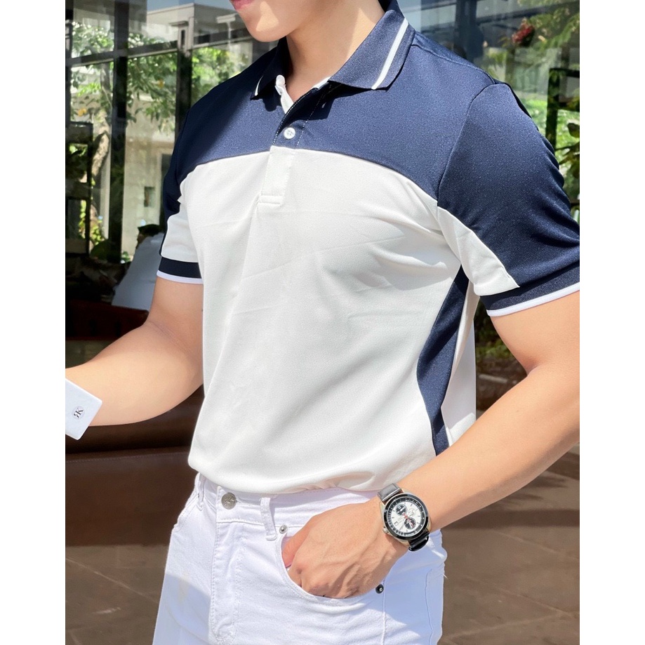 Áo thun cá sấu nam phối màu, áo thun polo nam có cổ thời trang vải mềm mịn, thấm hút tốt - HK238