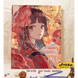 D726 Tranh tô màu theo số sơn dầu số hóa ARTSHOP đã căng khung sẵn và dầu phủ bóng