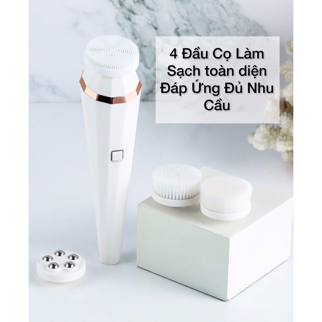 Máy rửa mặt cầm tay mini cao cấp đa năng 4 đầu cọ