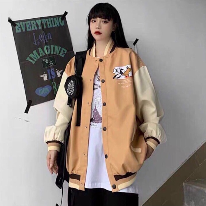 ÁO KHOÁC DÙ BOMBER FORM RỘNG LÓT DÙ PHỐI TAU ÁO PHÔNG CÁCH UNISEX NAM NỮ MẶC CỰC CHẤT