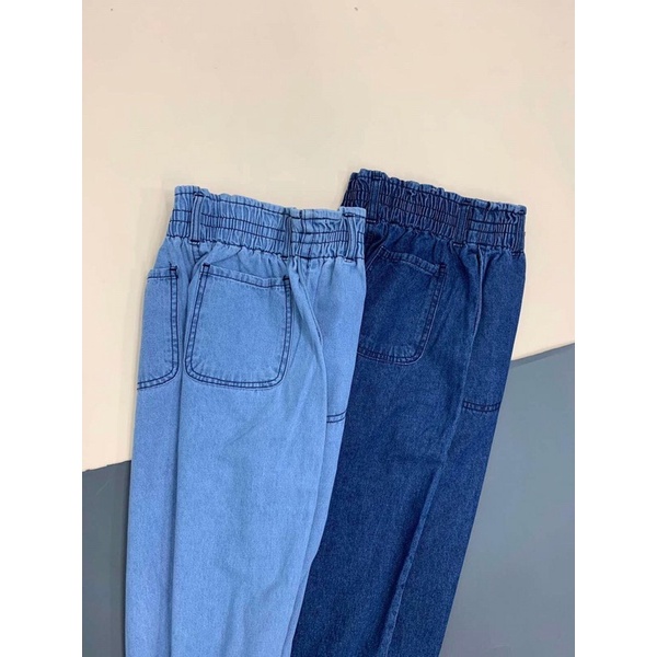 QUẦN JEANS NỮ LƯNG THUN PHOM BAGGY MẪU MỚI HAI MÀU