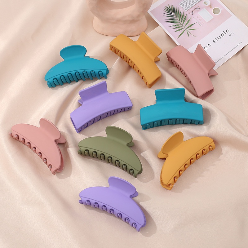 (0616) Kẹp Tóc Nhựa Lì Nhỡ Đơn Giản Màu Vintage Thanh Lịch Hàn Quốc