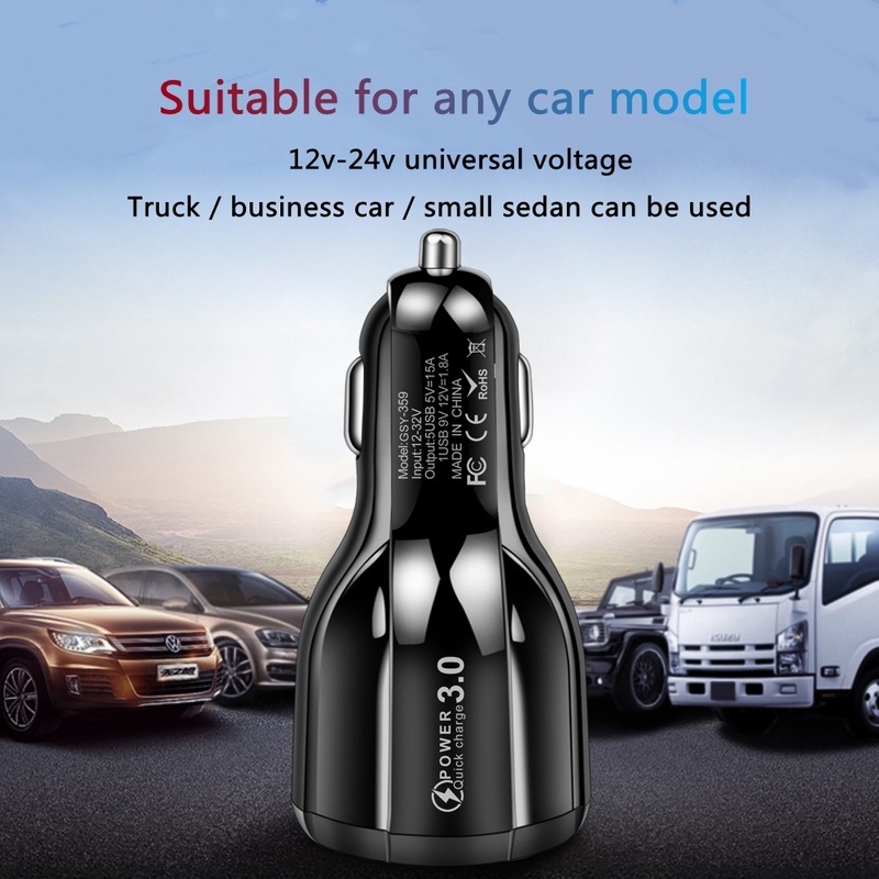 Cốc Sạc Nhanh Năm Lỗ 15A QC 3.0 Cho Xe Hơi