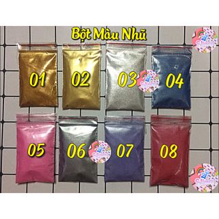 10G Bột Nhũ Kim Loại Metallic Nhiều Màu Siêu Bóng Nguyên Liệu Làm Slime