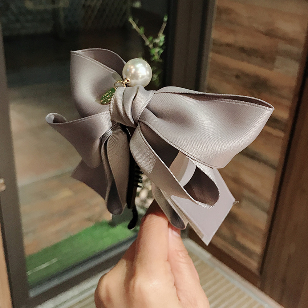 Kẹp Tóc Nơ Đính Ngọc Trai Giả Thời Trang Cho Nữ