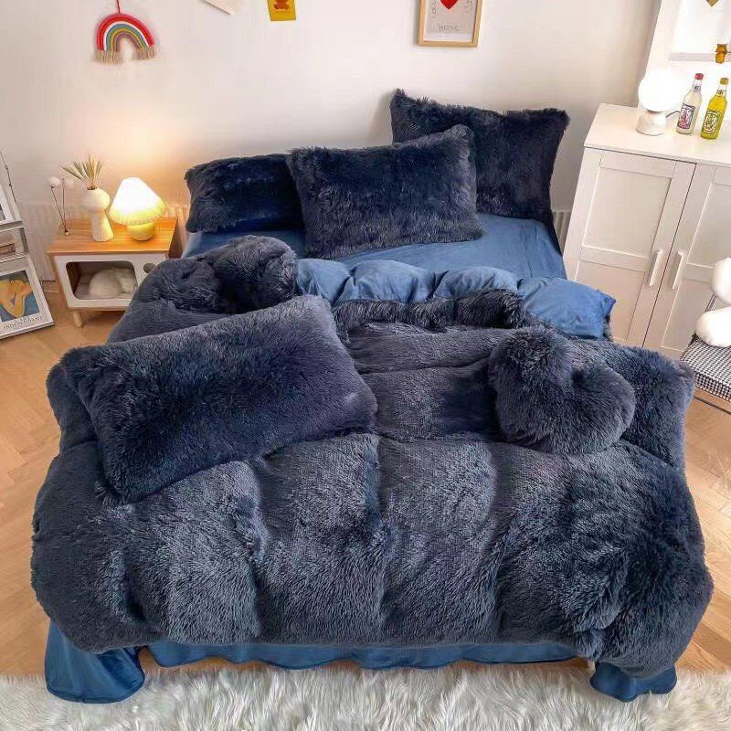 Bộ Drap Nỉ Nhung phối lông cao cấp sang trọng