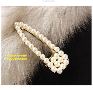 Kẹp tóc mỏ vịt đính hạt trai - 3