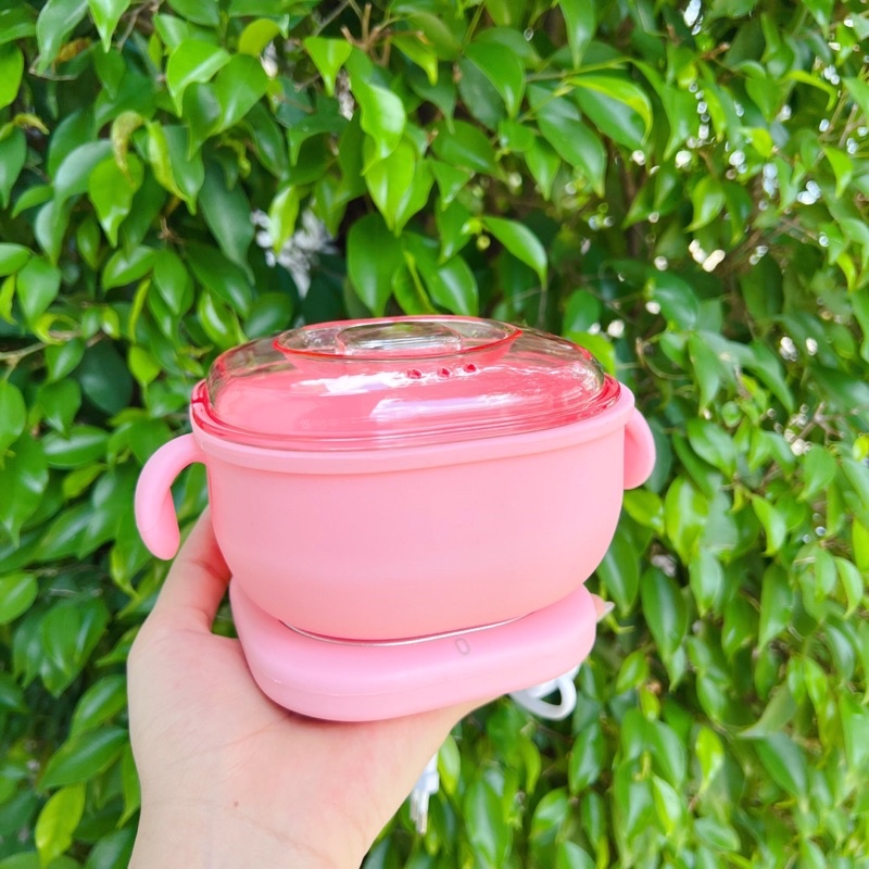 Combo nồi nấu sáp điện từ màu hồng kèm 100gr sáp wax lông tặng mỡ trăn nstore 75g giúp triệt lông các vùng trên cơ thể