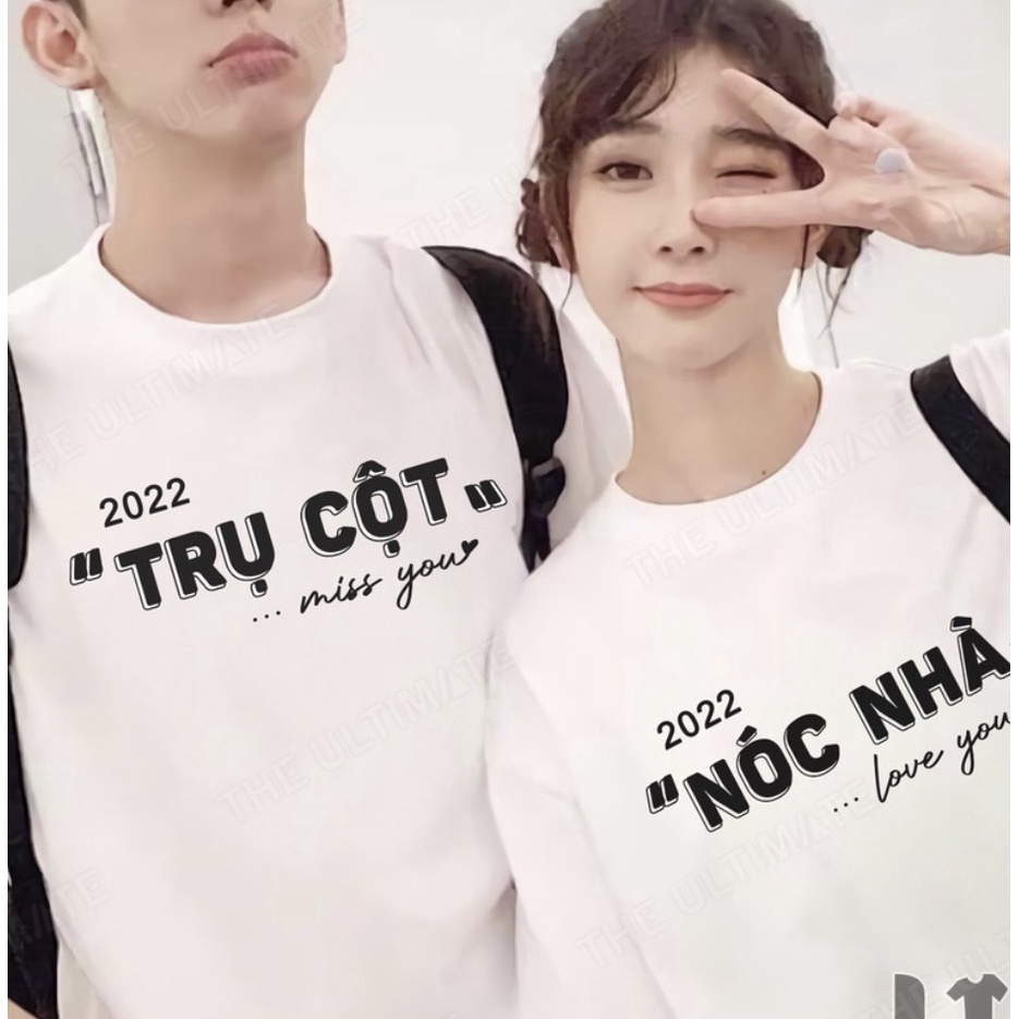 áo phông đôi nam nữ in chữ ''TRỤ CỘT NÓC NHÀ'' chất liệu cotton