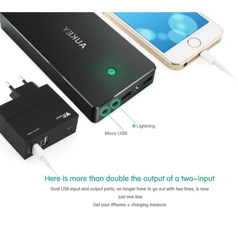 Pin sạc dự phòng Aukey PB-N36 20000mAh 2 cổng input/output (Đen) - Phụ Kiện 1986