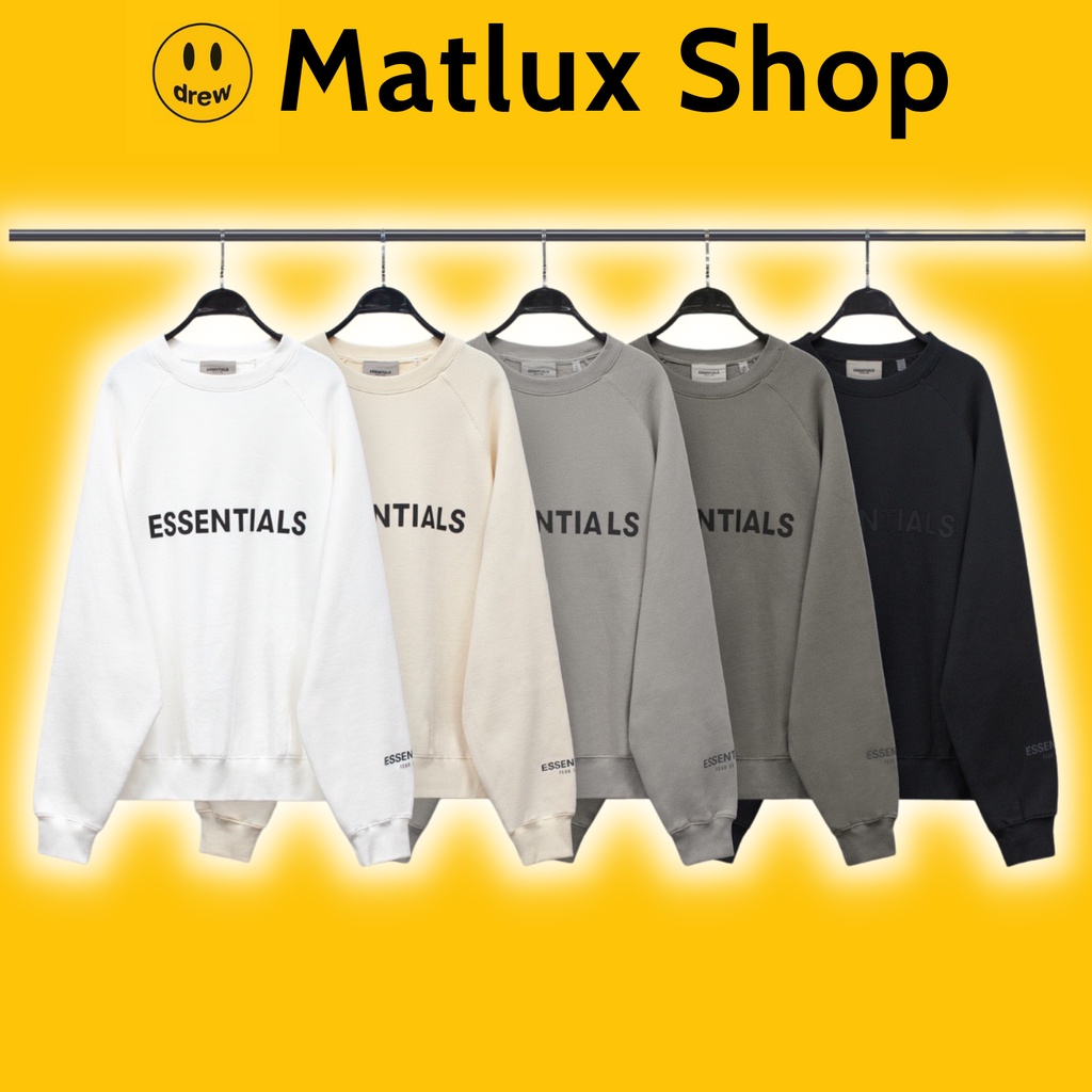 Áo sweater FEAR OF GOD FOG ESSENTIALS SS20 cao cấp, Áo nỉ form rộng ESSENTIALS in chữ silicon chất liệu nỉ bông oversize