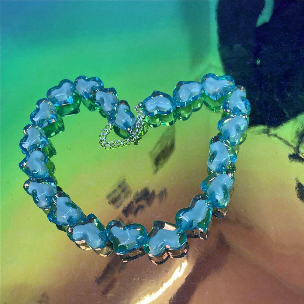 Vòng Cổ Xỏ Hạt Acrylic Y2K Hình Trái Tim Phong Cách Harajuku Punk Cho Nữ