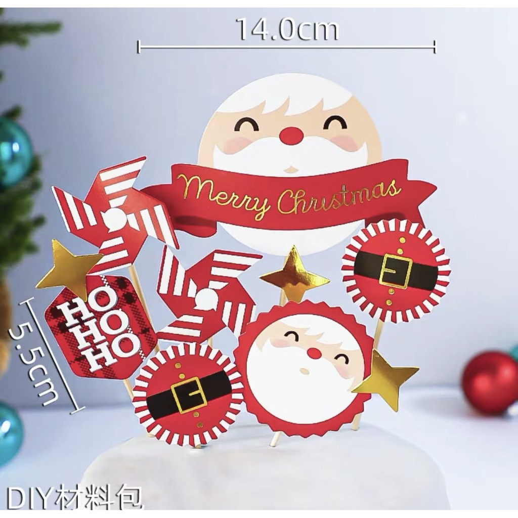 Set que GS ông già Noel mặt tròn Hohoho - Phụ kiện trang trí giáng sinh