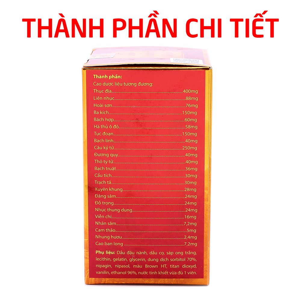 Viên uống tăng cường sinh lý nam, bổ thận, tráng dương Bổ Thận Nam Đỏ - Hộp 30 viên