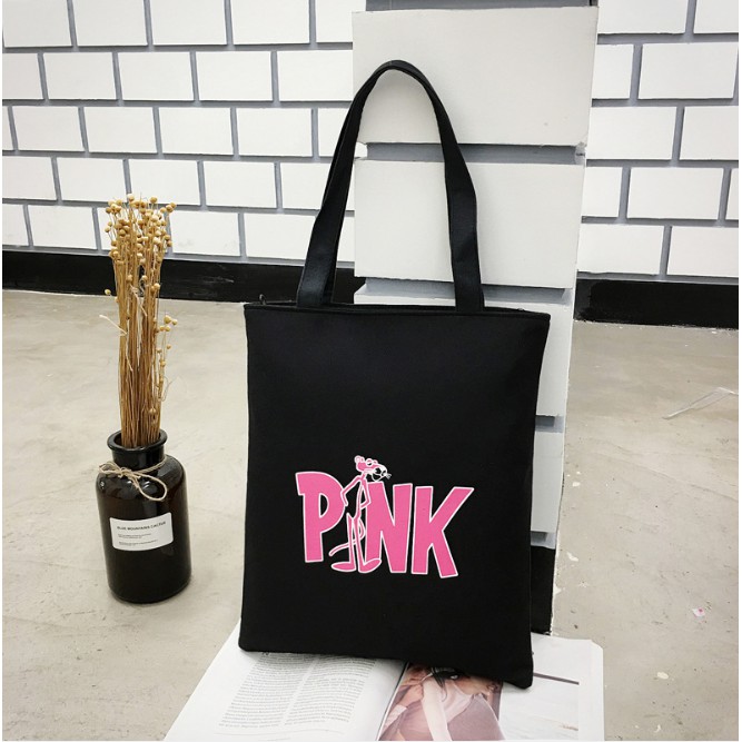 Túi xách Túi Tote basic thời trang Nữ vải canvas siêu xinh siêu đẹp hình PINK có khóa kéo