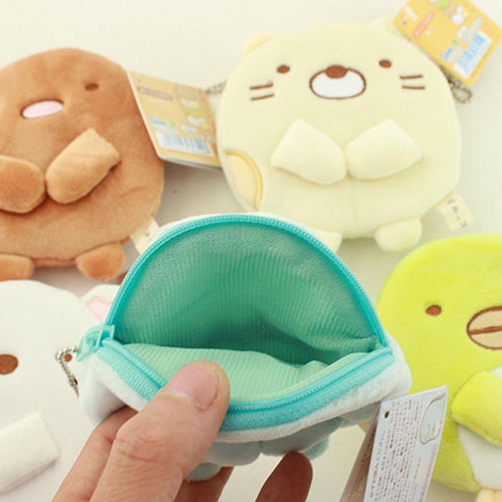 Ví vải lông mềm Sumikko Gurashi đựng tiền xu dây cáp USB mini phối khóa kéo treo mặt phụ kiện hoạt hình Nhật Bản